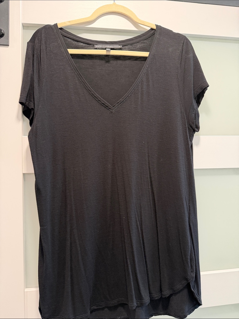 White House Black Market Black V-Neck Short Sleeve Tee